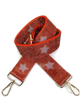 Rhinestone Guitar Strap RS038W ORANGE/WHITE